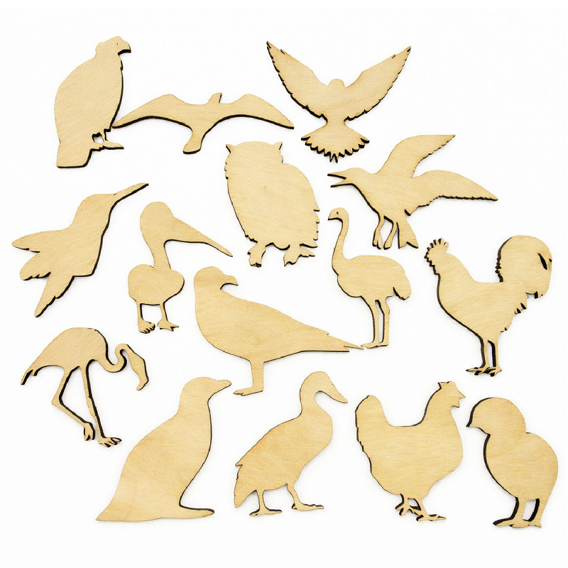 SET DE 15 AVES DE MADERA
