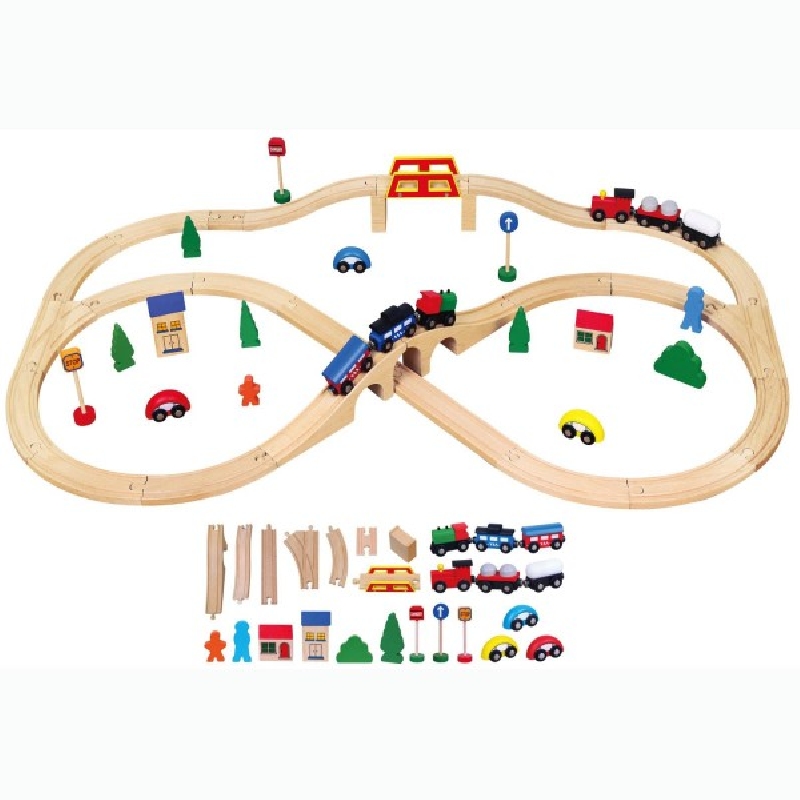 JUEGO TREN LA CIUDAD MADERA 45 PCS