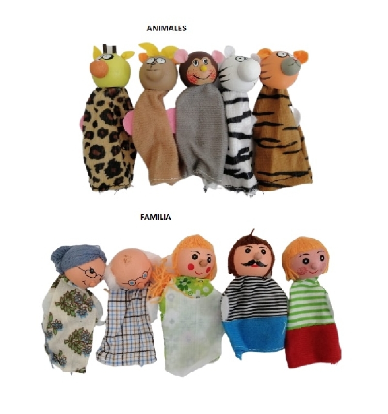 TITERES DE DEDO FAMILIA/ANIMALES - 5 PIEZAS