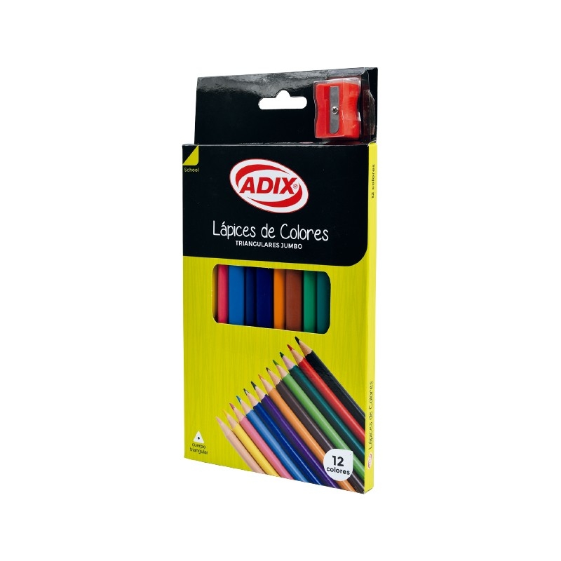 LÁPICES DE COLORES JUMBO 12U + SACAPUNTAS