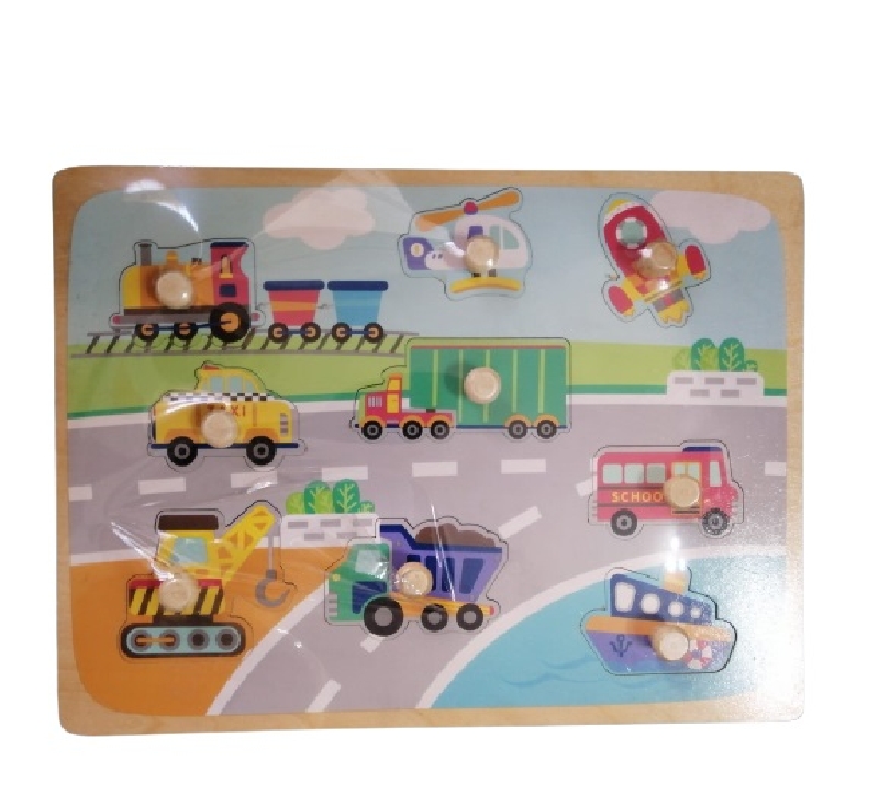 PUZZLE DE ENCAJE CON BOTON MEDIOS DE TRANSPORTE