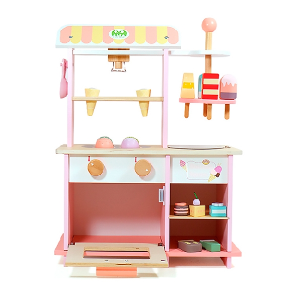 PUESTO HELADERIA MADERA CON ACCESORIOS