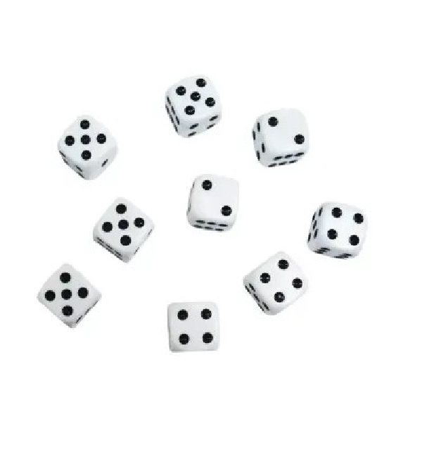 SET 100 DADOS 16MM BLANCOS