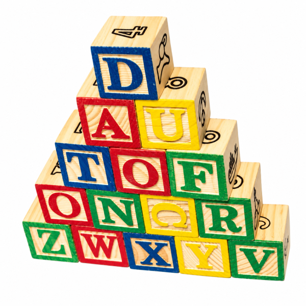 CUBOS DE MADERA 15 PIEZAS - NÚMEROS Y LETRAS