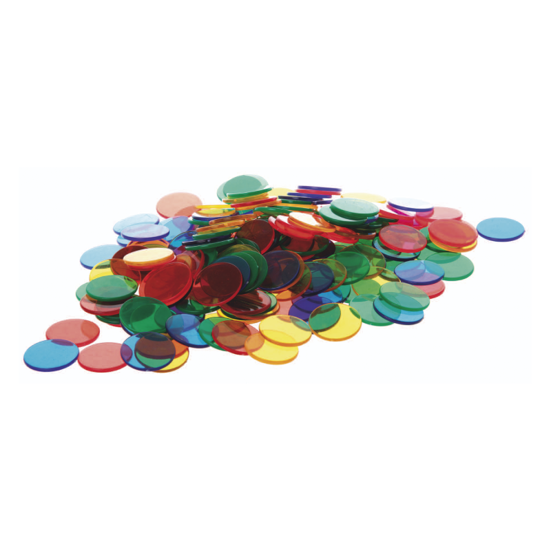 FICHAS CONTADORAS TRASLÚCIDAS 4 COLORES - 100 UNIDADES