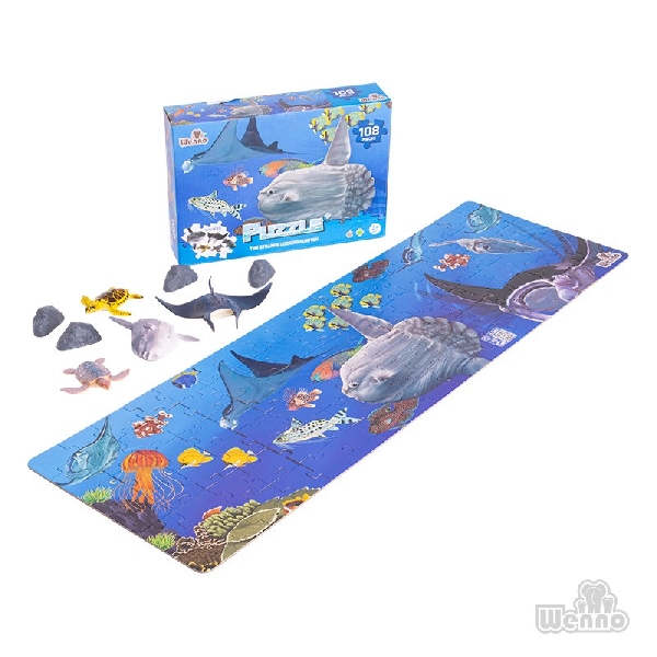 PUZZLE ANIMALES MARINOS 108 PIEZAS + FIGURAS