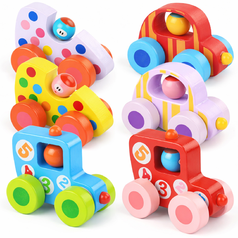 SET DE 7 AUTOS DE MADERA EN COLORES