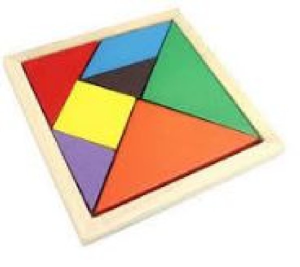 TANGRAMA GRANDE DE MADERA 7 PIEZAS - 20X20 CM