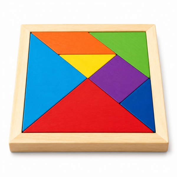 TANGRAMA GRANDE DE MADERA 7 PIEZAS - 20X20 CM