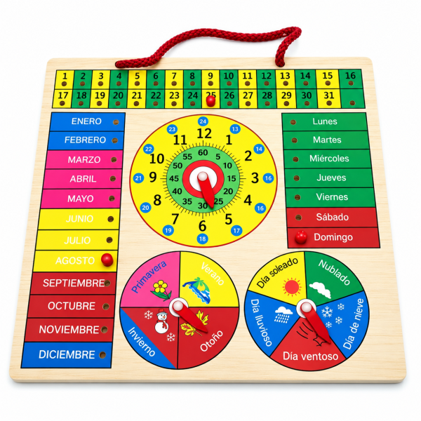 RELOJ CALENDARIO DE MADERA