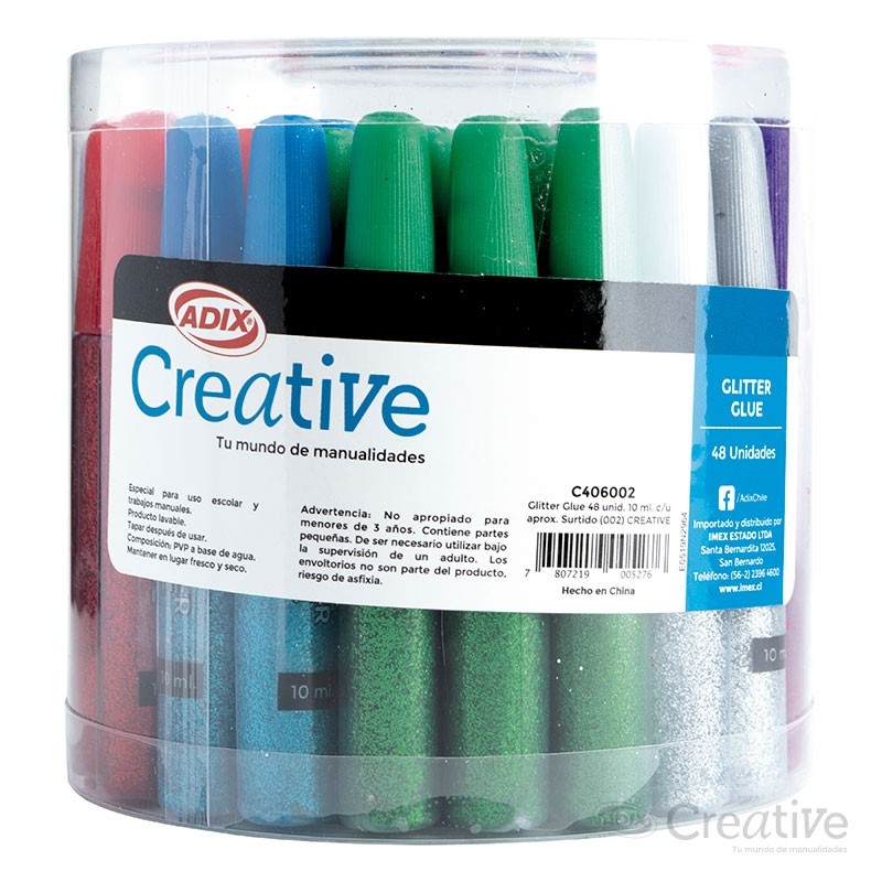 SET GLITTER GLUE 48 UNIDADES 8 COLORES