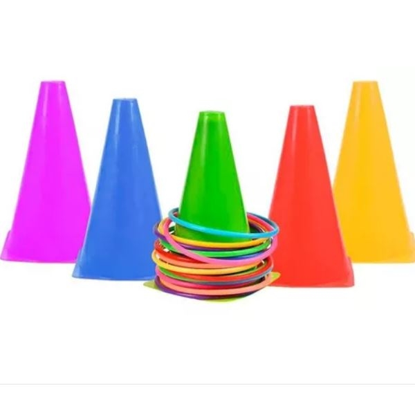 SET 5 CONOS + 10 AROS PARA ENTRENAMIENTO AGILIDAD