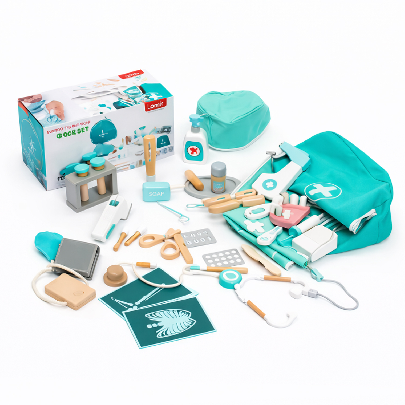 SET MÉDICO DE MADERA CON BOLSO - 24 PIEZAS