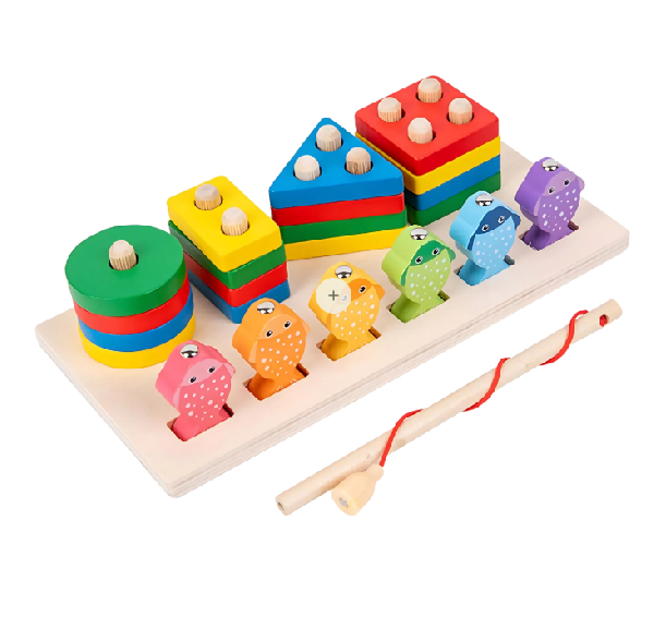 JUEGO DE PESCA MAGNETICA Y ENCAJE DE MADERA