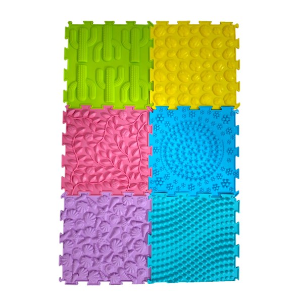 SET PISOS/ALFOMBRAS CONECTABLES DE GOMA DIFERENTES TEXTURAS (6 UNIDS)