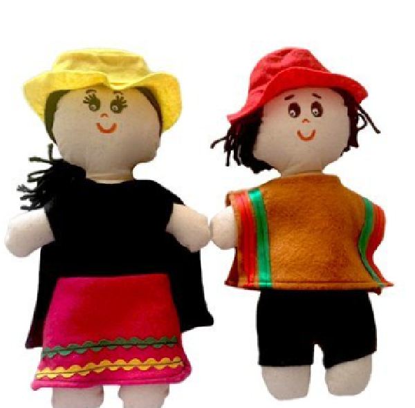 TÍTERES PAREJA ETNIAS CHILENAS AYMARA 26 CM - 2 PIEZAS