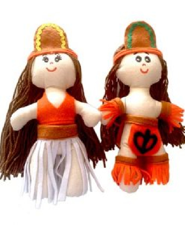 TÍTERES PAREJA ETNIAS CHILENAS PASCUENSE 26 CM - 2 PIEZAS