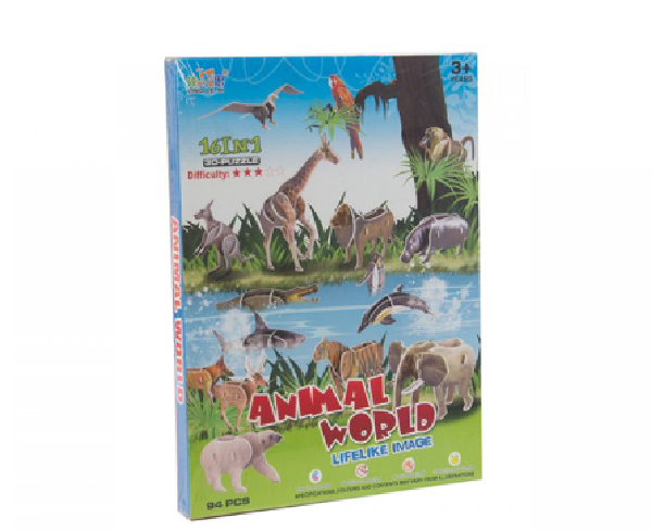 PUZZLE 3D, ANIMALES DEL MUNDO