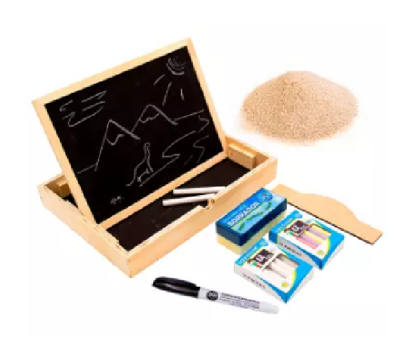 MALETA PIZARRA ATRIL DOBLE PRE-ESCRITURA 30X23CM -  BANDEJA MULTISENSORIAL DE PREESCRITURA