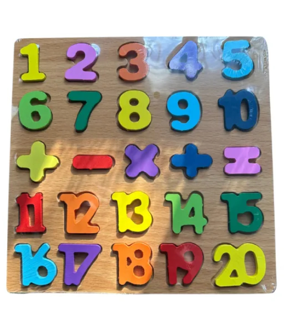 TABLA ENCAJE DE NUMEROS DE MADERA DE COLORES