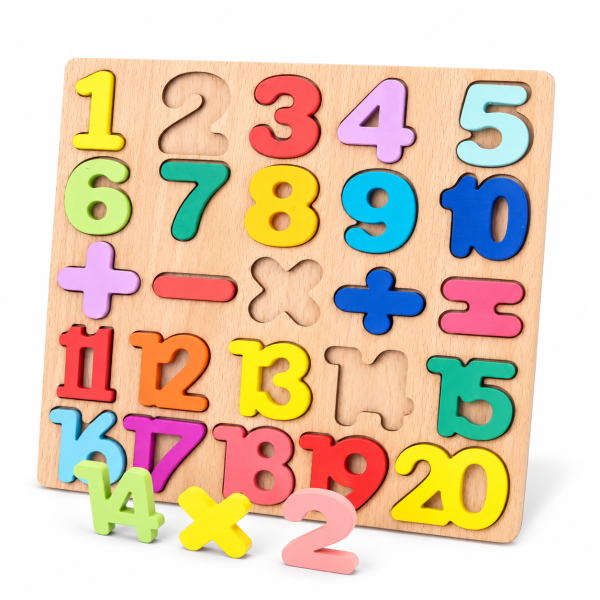 TABLA ENCAJE DE NÚMEROS DE MADERA DE COLORES