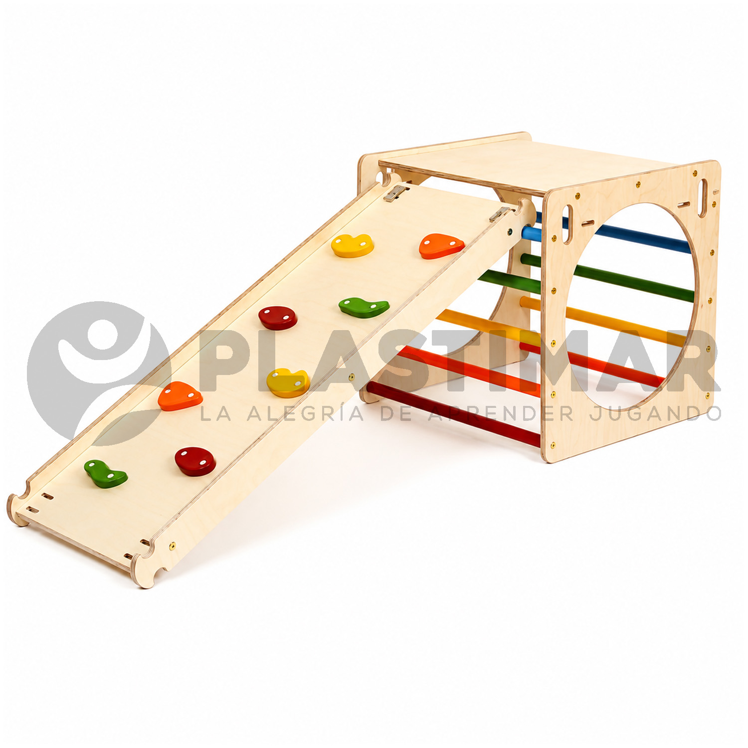 CUBO DE MADERA CON RAMPA MONTESSORI 2 PIEZAS