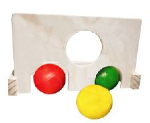 CUBO LANZAMIENTO DE MADERA CON PELOTAS